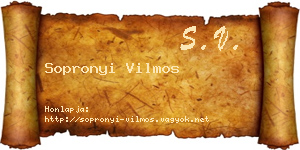 Sopronyi Vilmos névjegykártya
